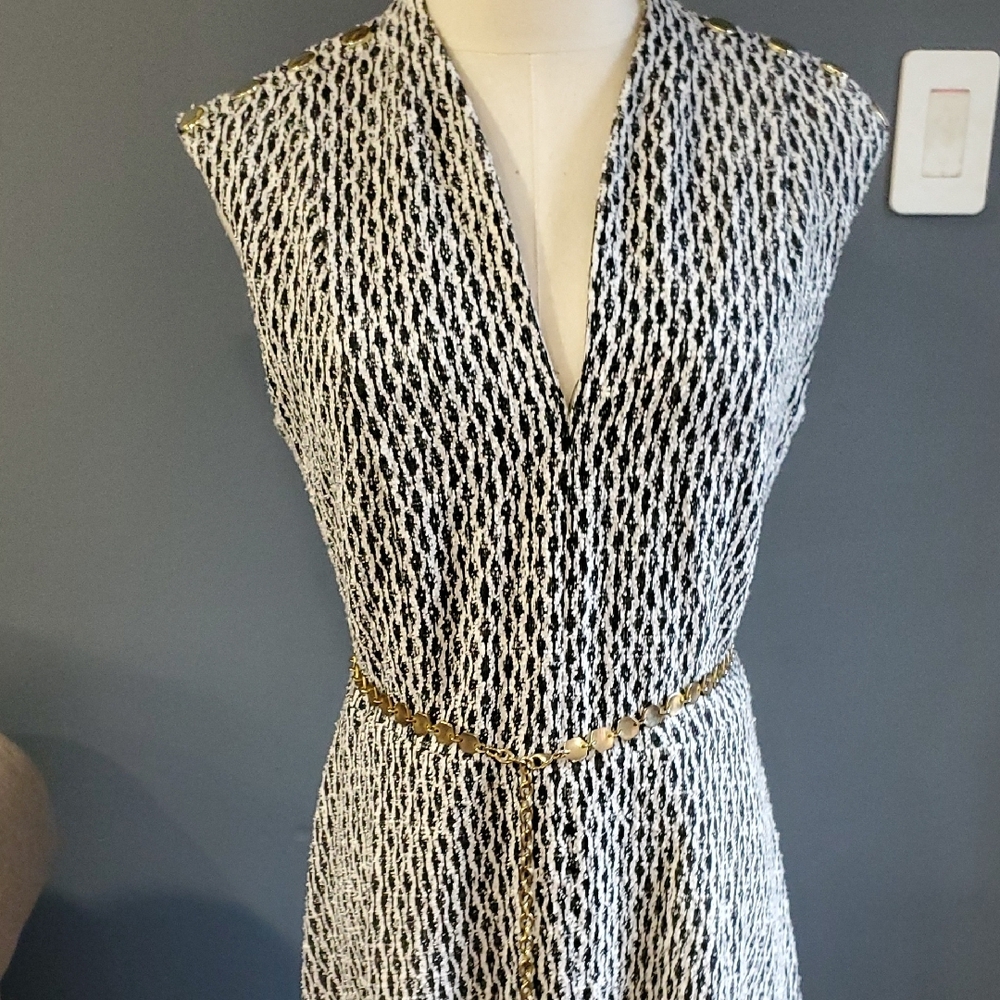 Andrew Marc Black and White Sleeveless Midi Dress - Picture 9 of 17